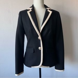 J.Crew 100% Wool Black and Ivory Piping Blazer